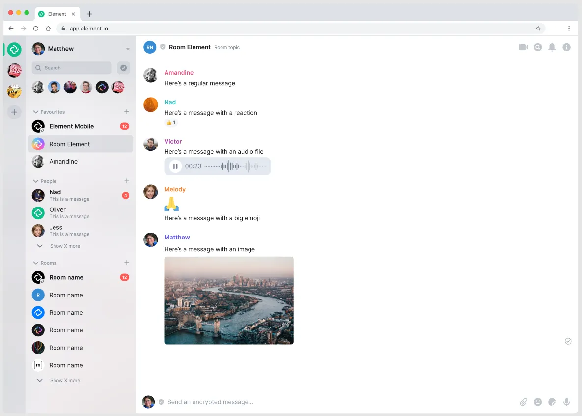 Mockup of Element using Voice Messages