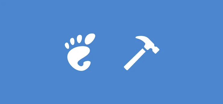 A banner with the GNOME logo and a hammer icon