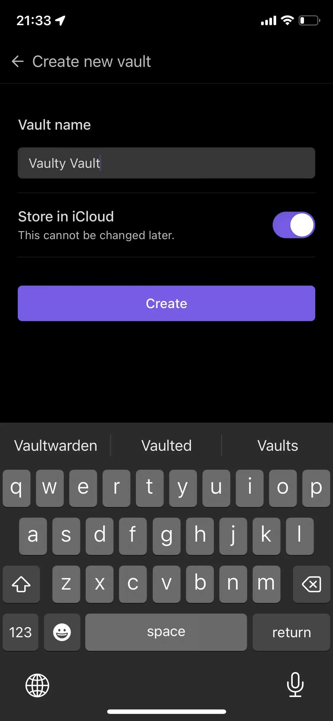 A screenshot of Obsidian when creating a new vault.